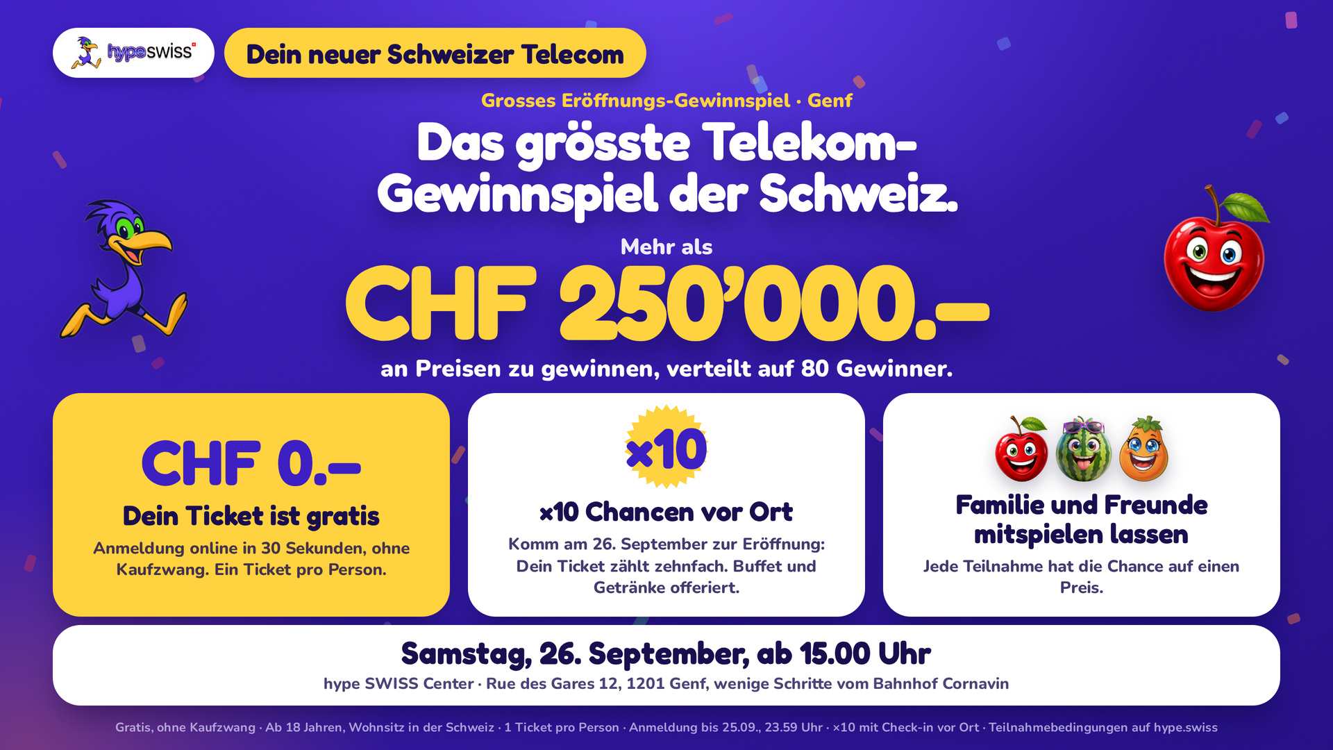Grosses hype SWISS Gewinnspiel